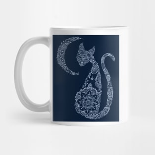 Cat and Moon - Silver Mug